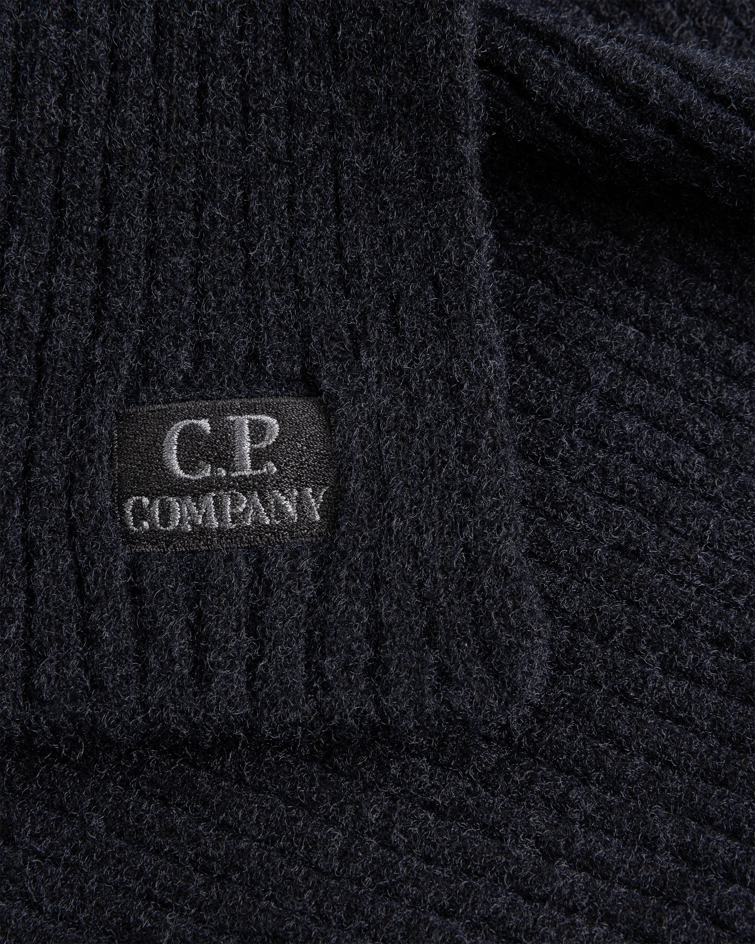 C.P. Company – Ribbed Logo Patch Scarf Black | Highsnobiety Shop